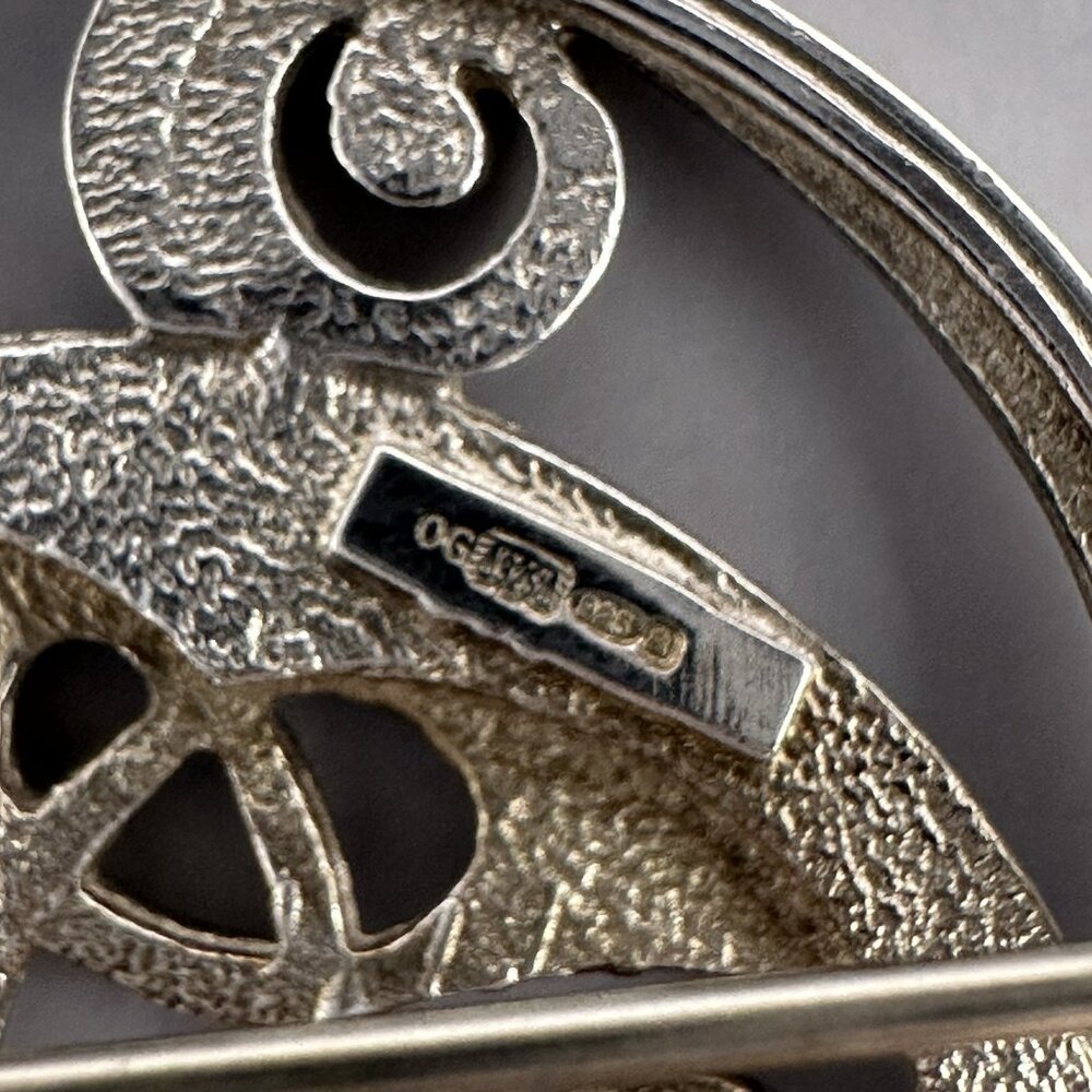 Kells Large Brooch Signed Ola Gorie Sterling Silver Intricate Celtic Knot Design View 5